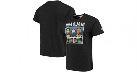 Homage Black Kevin Durant And Kyrie Irving Charcoal Brooklyn Nets Nba Jam T-shirt for men