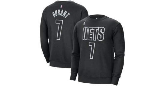 Nike Brand Kevin Durant Black Brooklyn Nets Statement Name And Number Pullover Sweatshirt for men